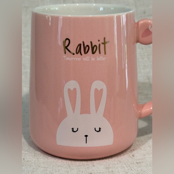 Homie’s Personality Rabbit Ceramic Mug Pink Tomorrow Will be Better Ceramic Cup - Picture 4 of 7